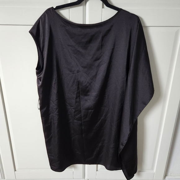 FOREVER 21, Black Satin one shoulder dress, Size M - Picture 1 of 6